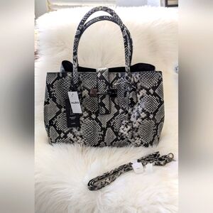 NWT Aldo Black and Gray Snakeskin Tote